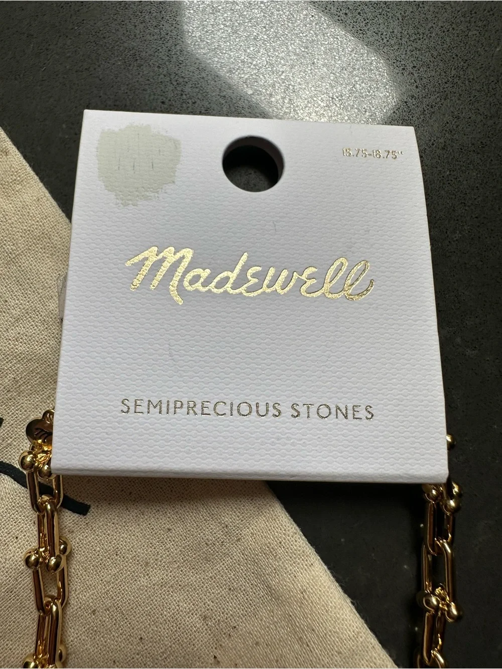 NWT Madewell Semiprecious U-Link Charm Necklace Antique Gold NY853 - Picture 3 of 5